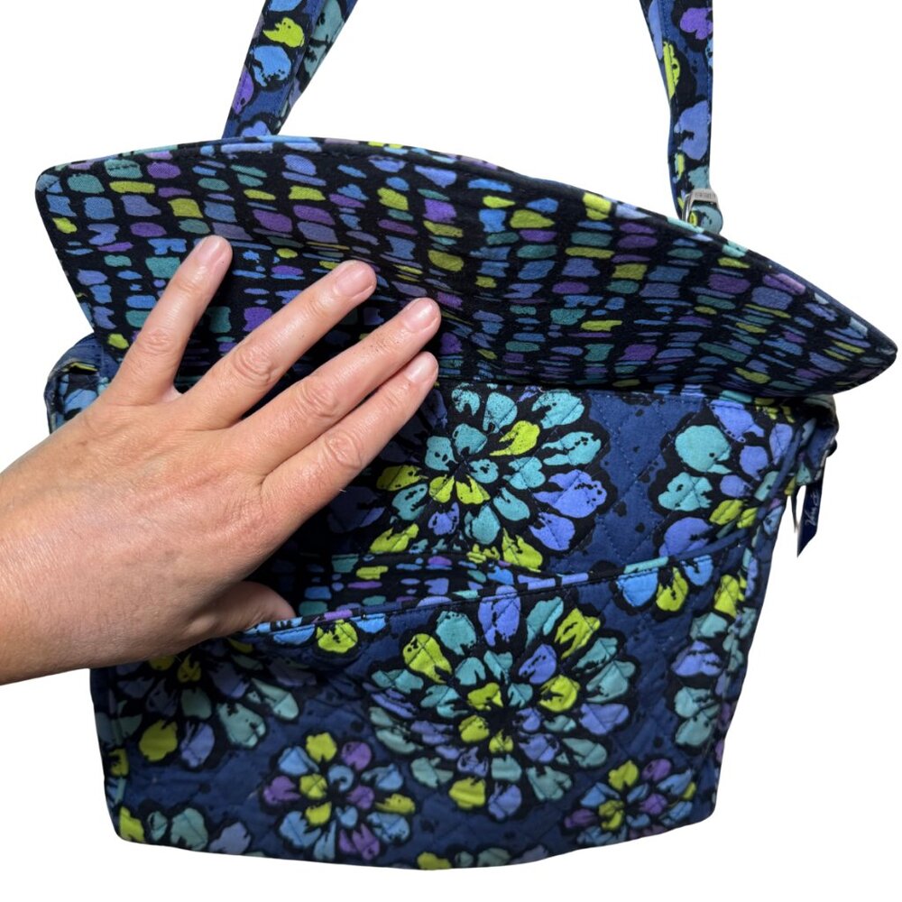 Vera Bradley Blue Navy Floral Crossbody Bag with Lime and Light Blue Accents - Picture 5 of 8